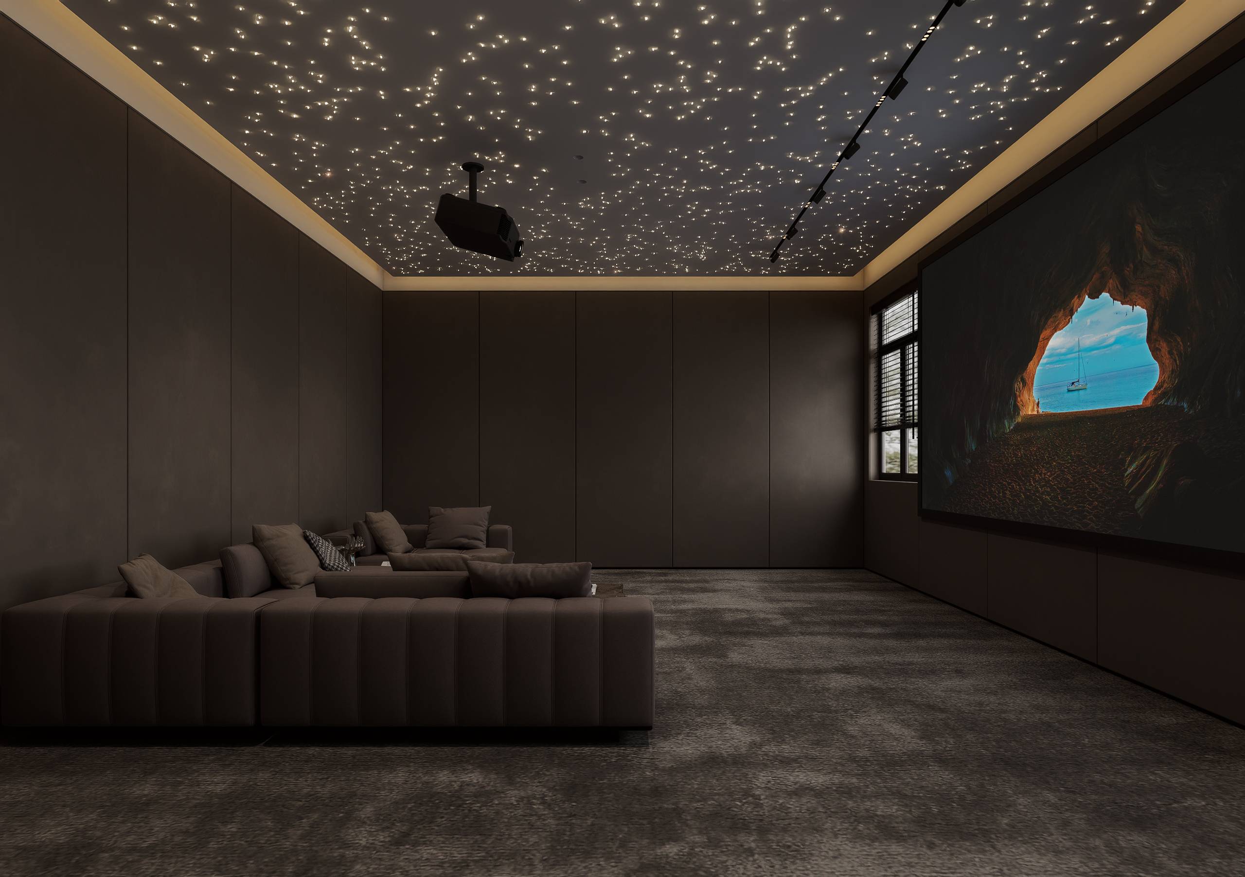 Light-Luxury Villa Entertainment Interior with Integrated System