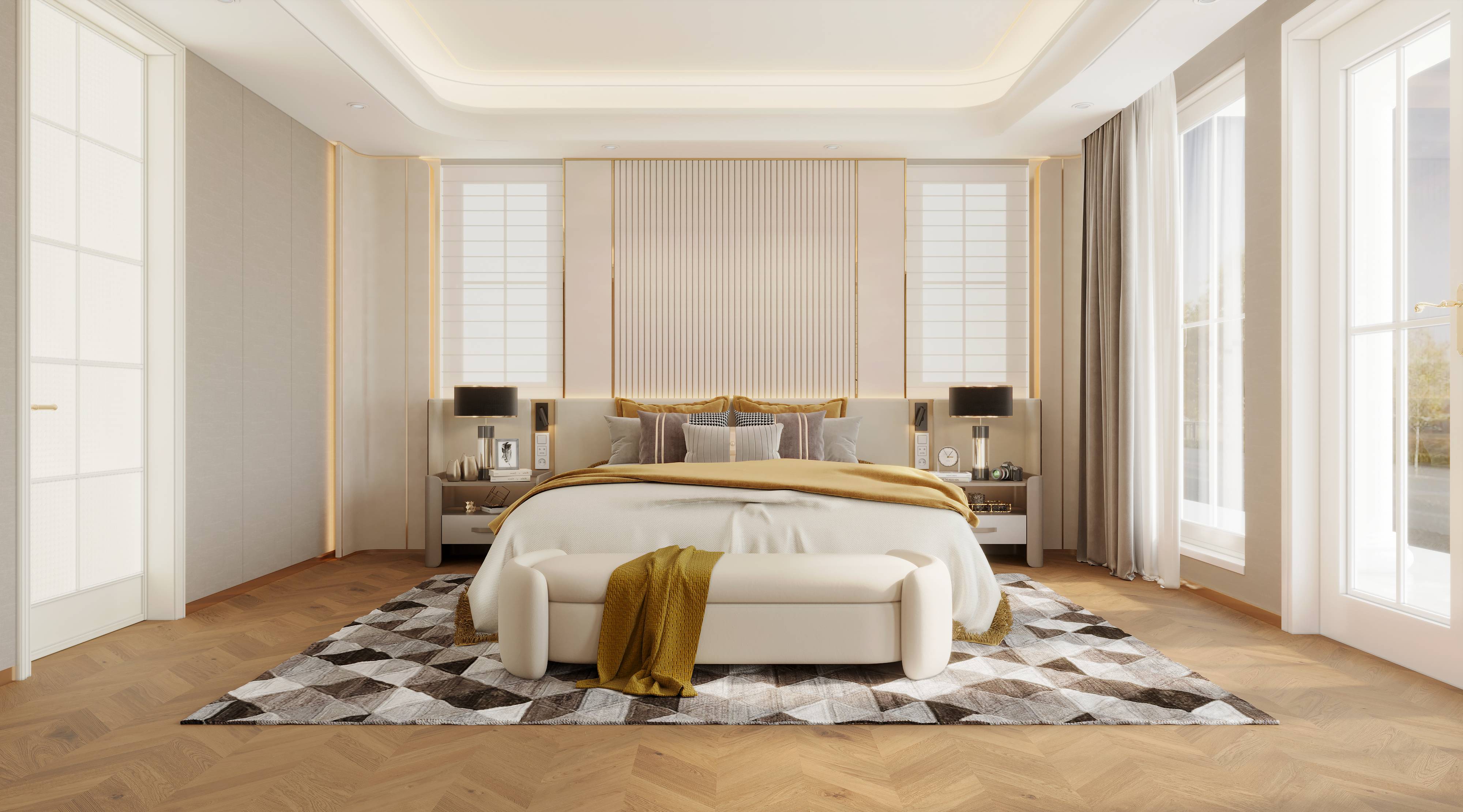 Refined Master Bedroom Interior with Integrated Storage