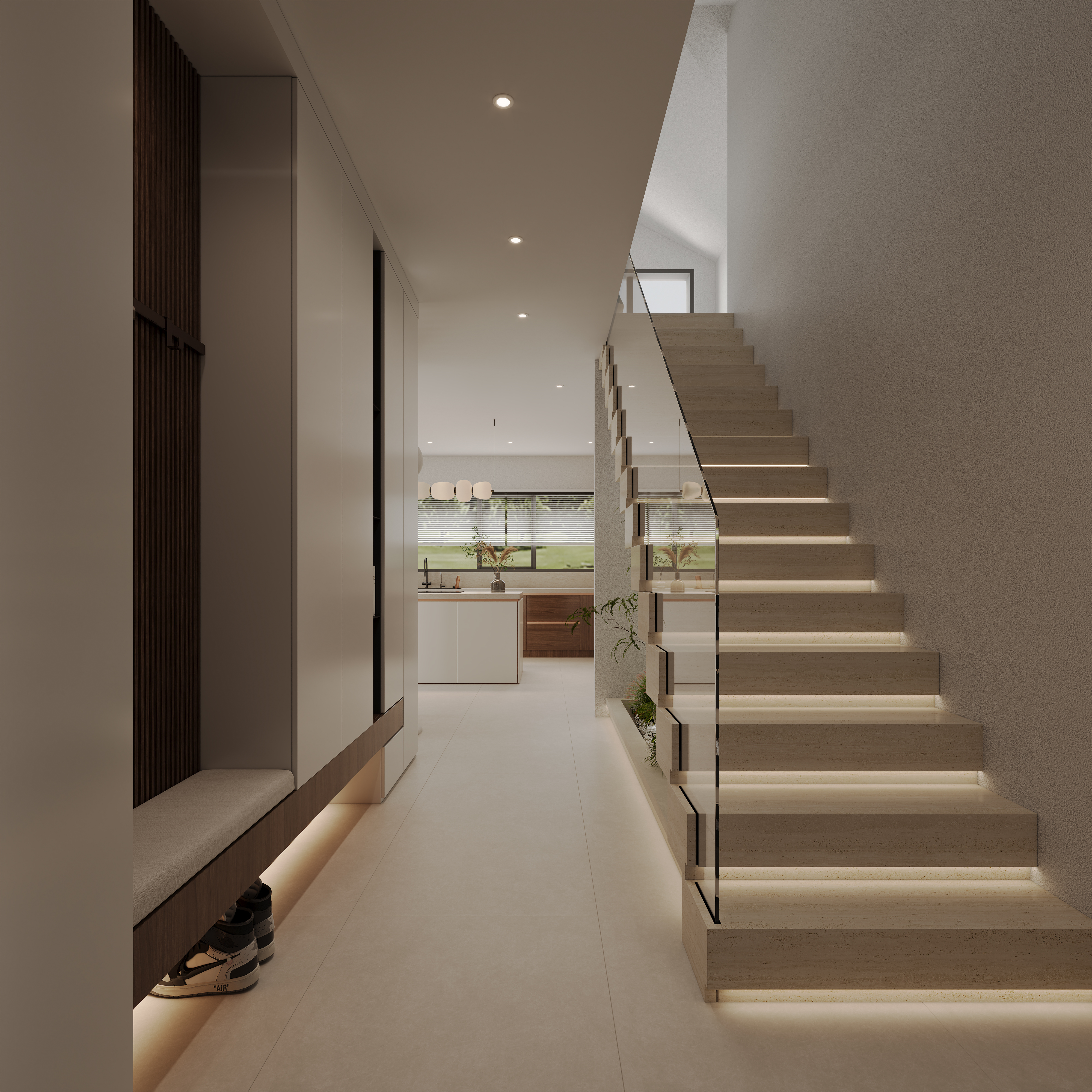 Wabi-Sabi Entry with Transitional Elements