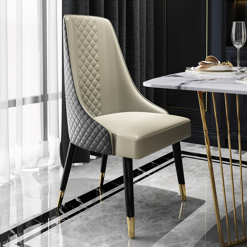 Xjy Dining Chair 22 High End Light Luxury Restaurant Comfortable Seat Bag Solid Wood Feet Dining Chair