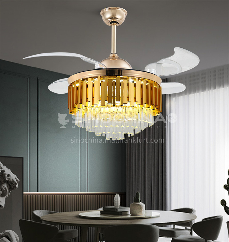 European Style Crystal Invisible Ceiling Fan Lamp Living Room Dining Room Bedroom Light Luxury Lamps Dsyf F2873