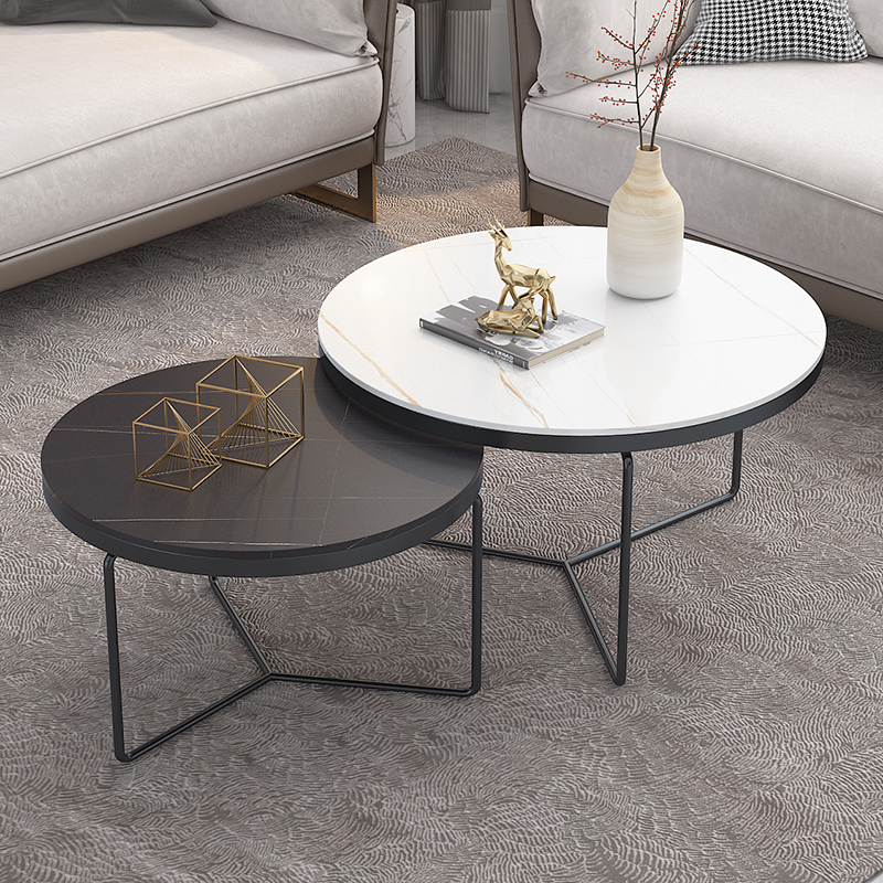 Fh 216 Living Room Marble Pattern White Color Fashion Minimalist Coffee Table