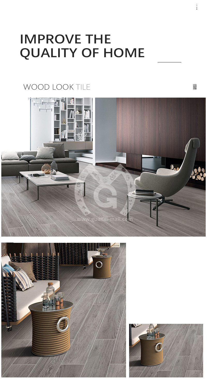 Nordic All Porcelain Wood Grain Tile Living Room Balcony Floor Tile My9507 150mm 900mm