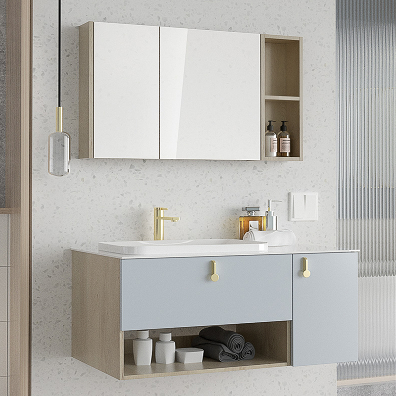 Nordic Modern Style Sky Blue Entry Luxury Wall Mounted Bathroom Vanity Cabinet 4399 - Modern Wall Mounted Bathroom Vanity Cabinets
