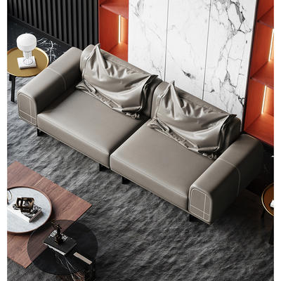 Lp S 077 Living Room Light Luxury, Wood Frame Leather Sofa