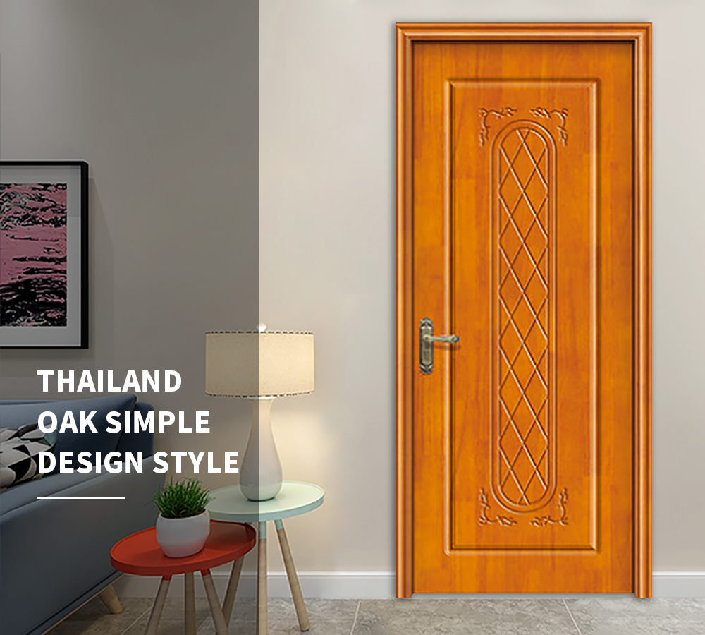 Classical Flower Decorative Oak Solid Wood Door Office Room Bathroom Door Design 69