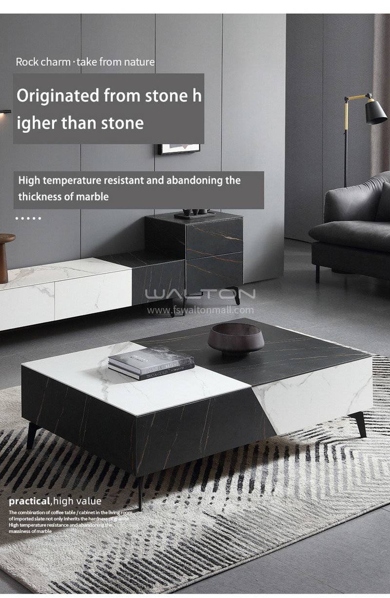 Ht T21 Italian Imported Rock Slab Coffee Table Nordic Marble Coffee Table