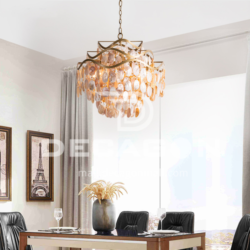 American country chandelier dining room lamp creative shell simple bedroom crystal lamp living room chandelier-WX-9306
