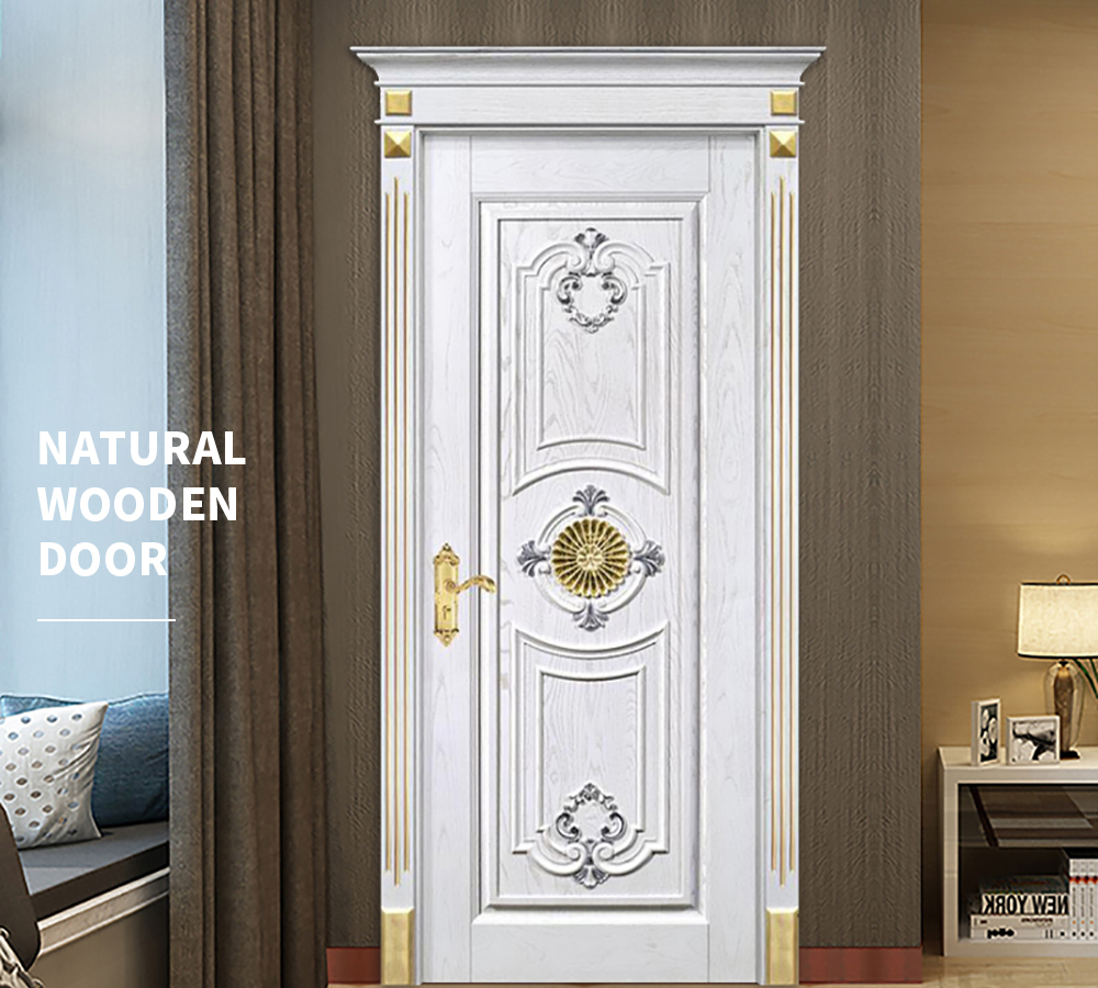 B European Style White Door Fraxinus Mandshurica Log Solid Wood Interior Room Bedroom Door Price Includes Roman Column 31