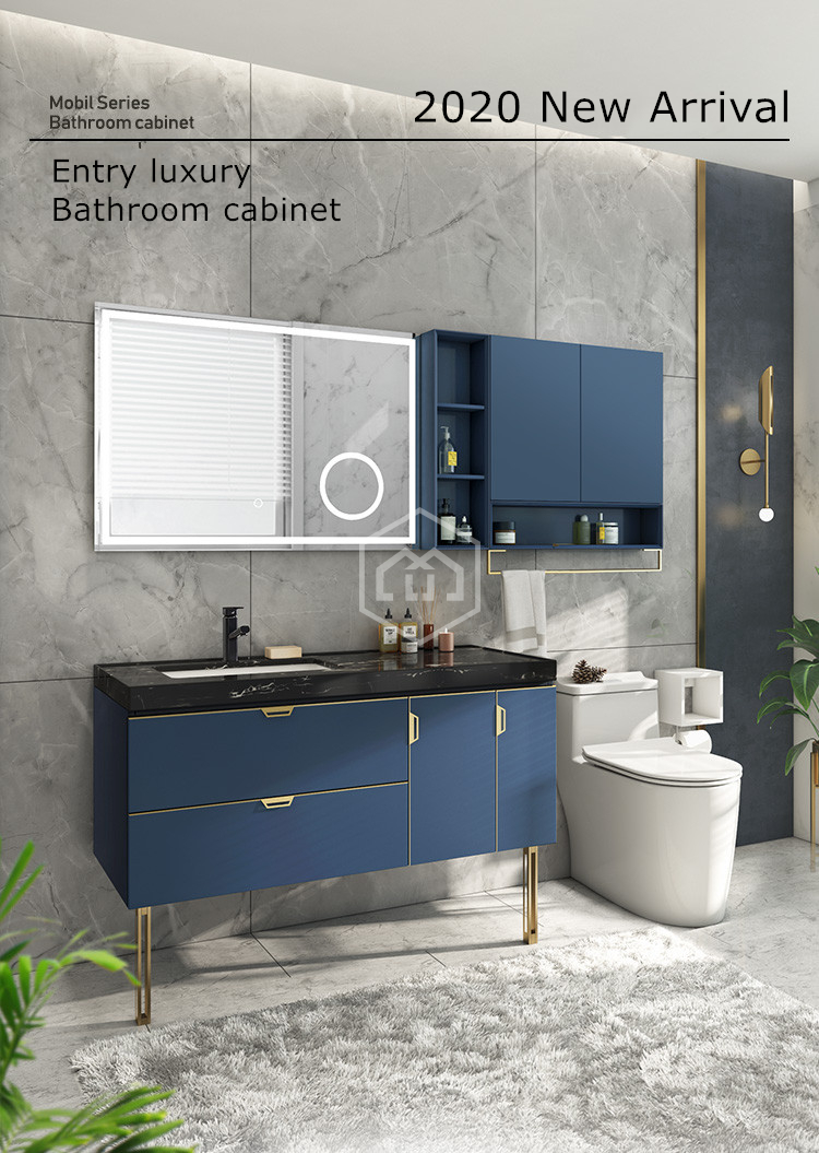 Hot Sale 2020 New Arrival Affordable Floor Bathroom Vanity Cabinet Solid Woodlg756dblue
