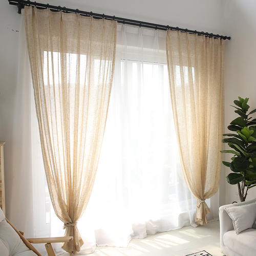 Window Screening Living Room Curtains Nordic Simple Bedroom Balcony Screen Shading Linen Curtain Fabric Dfsk Jxs29