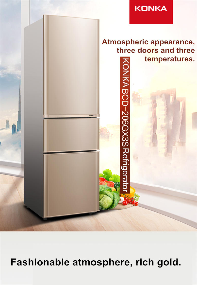 Konka Three Door Refrigerator Household Small Double Door Energy Saving Small Refrigerator Three Door Refrigerator 206 Liters Dq009065 Konka Three Door Refrigerator Household Small Double Door Energy Saving Small Refrigerator Three Door Refrigerator 206 Liters Dq009065