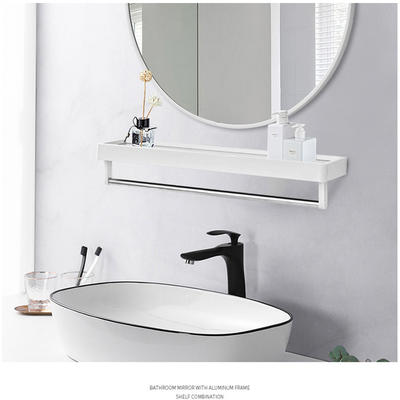 Bathroom Round Mirror With Shelf Wall Mounted Without Perforation - Wall Mounted Bathroom Mirror With Shelf