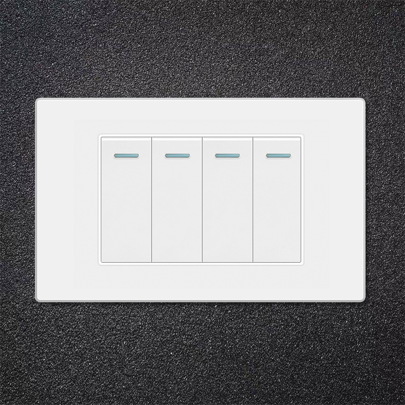 Plastic Switch LYPC-4 Gang 1 Way-WHITE